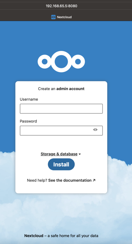 Nextcloud welcome page